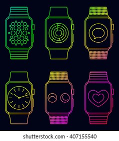 Smart watches set. Vector illustration.