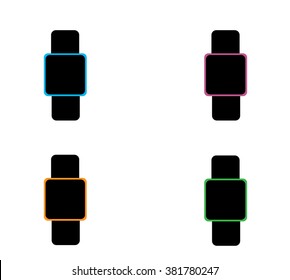 smart watches , smartwatch, wearable electronics, wearable technology icon, vector illustration set