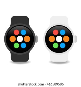 Smart watches wearable collection computer new technology. Vector Illustration