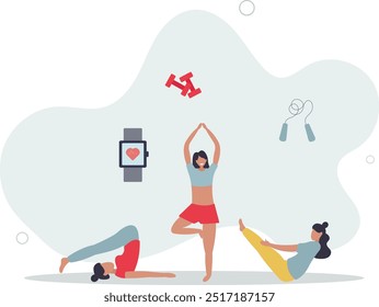 Smart watches and wrist watch for sport activity tracking.flat design with people.