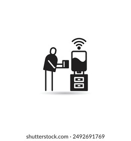 Ilustración vectorial del icono del refrigerador de agua inteligente