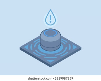 Smart water leak sensor icon for home automation and flood detection. Vector illustration.