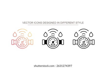 Design de ícone de medidor de água inteligente com ilustração de estoque de fundo branco