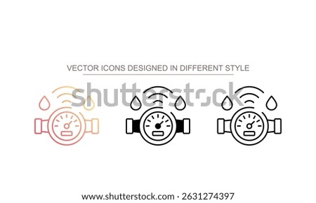 Smart Water Meter icon design with white background stock illustration