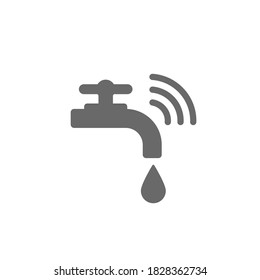 Smart water tap vector icon isolated on white background. Smart water crane with airwaves icon for web, mobile apps.