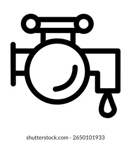Smart Water Valve Vector Line Icon
