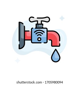 Smart Water vector illustration. Filled outline style icon. Technology & Smart Working symbol. 
