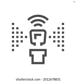 Smart watering sprinkler vector icon. Consist of head, pipe, wifi and spray. Automatic irrigation system controlled by app, mobile phone or smartphone for plant, lawn, field, grass in garden. 48x48 px