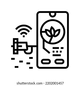 smart watering system line icon vector. smart watering system sign. isolated contour symbol black illustration