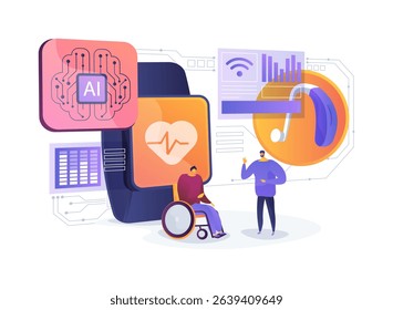 Smart Wearables for Accessibility abstract concept vector illustration. Wearable tech improves accessibility for disabled individuals. abstract metaphor.