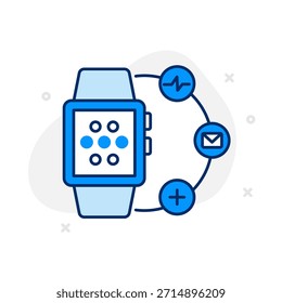 Smart Wearables Icon: Gráfico de línea de Vector para dispositivos conectados y conceptos de Tecnología de la salud. Icono de wearables inteligentes, seguimiento de fitness, salud digital y estilo de vida conectado.