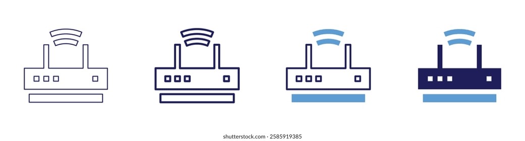 Smart Wifi icon in 4 different styles. Thin Line, Line, Bold Line, Duotone. Duotone style. Editable stroke.
