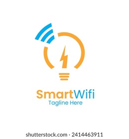 Bombilla de plantilla de diseño de logotipo Wifi inteligente.