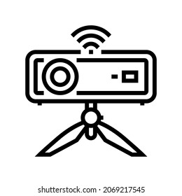 smart wi-fi mini projector line icon vector. smart wi-fi mini projector sign. isolated contour symbol black illustration