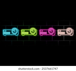 mini projetor wifi inteligente vetor sinal de luz de néon. mini projetor wifi inteligente illustration.purple.