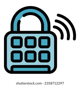 Smart wifi padlock icon outline vector. Tv remote. Media screen color flat