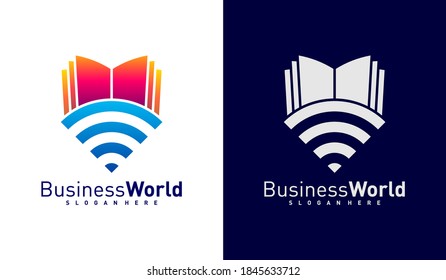 Smart wifi symbol Book logo design vector, Colorful Book logo design template, Icon symbol