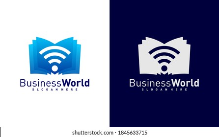 Smart wifi symbol Book logo design vector, Colorful Book logo design template, Icon symbol