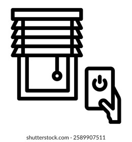 Smart Window Blinds Vector Line Icon Design For Persoanl And Commercial Use