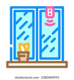 vector de icono del color de la casa del sensor de ventana inteligente. señal de inicio del sensor de ventana inteligente. ilustración de símbolo aislado