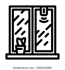 vector de icono de la línea de inicio del sensor de ventana inteligente. señal de inicio del sensor de ventana inteligente. símbolo de contorno aislado ilustración negra