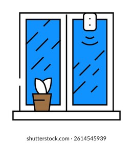 smart window sensor home line icon vector. smart window sensor home sign. isolated symbol illustration