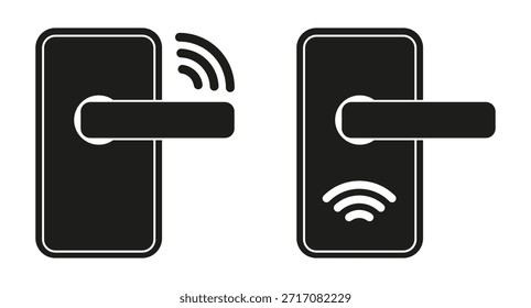 Ícone de trava da porta sem fio inteligente. Segurança habitacional através de tecnologias modernas. Ilustração vetorial