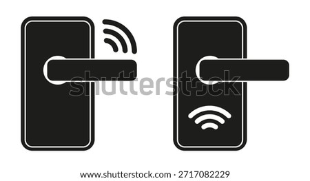 Smart wireless door lock icon. Housing security through modern technologies. Vector illustration