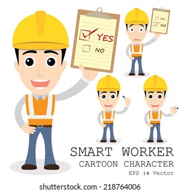 Smart worker cartoon character eps 10 vector illustration