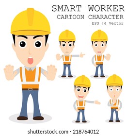 Smart worker cartoon character eps 10 vector illustration