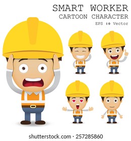 Smart Worker Cartoon Character Eps 10 Vector Illustration