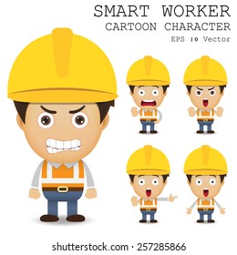 Smart Worker Cartoon Character Eps 10 Vector Illustration