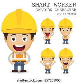 Smart Worker Cartoon Character Eps 10 Vector Illustration