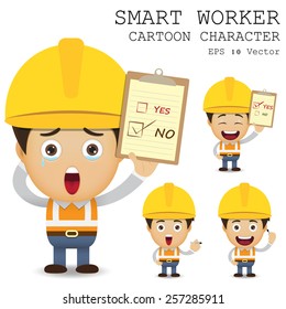 Smart worker cartoon character eps 10 vector illustration