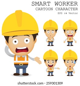 Smart worker cartoon character eps 10 vector illustration