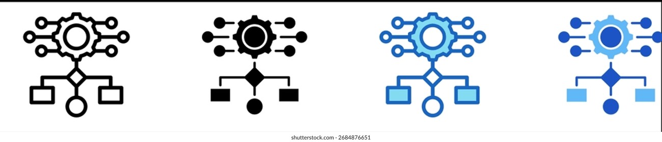 Ícone de Fluxo de Trabalho Inteligente Definir Coleção de Vários Estilos
