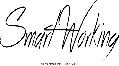 Ilustración de signo de texto de Smart Working en fondo blanco