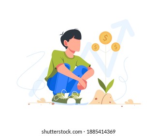 Smart working young hold money coin, investment saving concept
