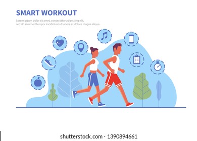 Smart workout healthy lifestyle concept vector illustration 