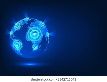 Smart world technology Along with the technology circle, along with the light that represents the technology that goes around the world, allows people to access various information and communicate.