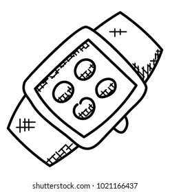 
Smart wrist watch with apps, doodle icon

