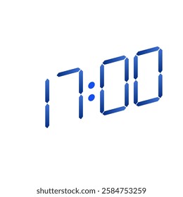 Smart wristwatch screen with a countdown feature at 17:00 in the evening on white background