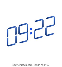 Smart wristwatch screen with a countdown feature at 09:22 in the evening on white background