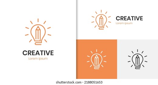 smart writer logo icon design with Light bulb and pencil Logo creativity for design 