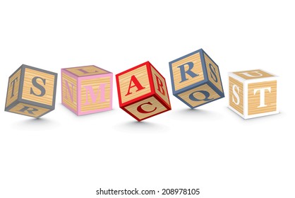 SMART written with alphabet blocks - vector illustration