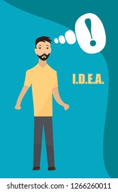 Smart young man, student thinking, understands problem and finds successful solution, vector cartoon characters isolated. Young man character solution and thinking illustration