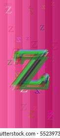 smart Z Alphabet vector background around dream, arrangement into simple label
