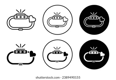 Smartband icon set. wearable electronic bracelet vector symbol. fitness health band device sign in black filled and outlined style.