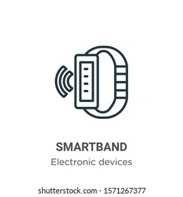 Smartband outline vector icon. Thin line black smartband icon, flat vector simple element illustration from editable electronic devices concept isolated on white background