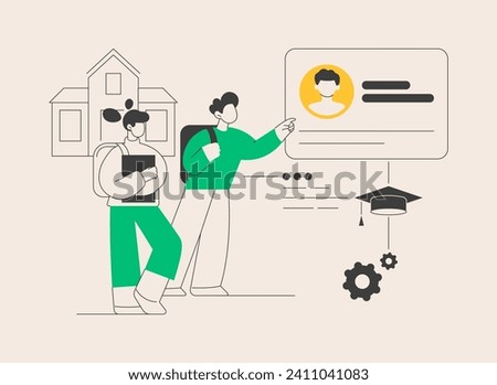 Smartcards for schools abstract concept vector illustration. Student profile, school attendance system, pupil identification, microchip technology, smart access card, tracking abstract metaphor.